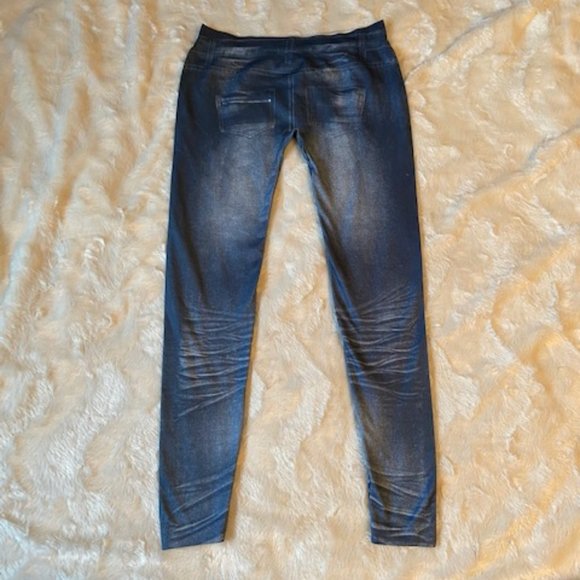 2/$30 Leggings Blue Faux Jean-look Girls Size 12/14 - Picture 5 of 11